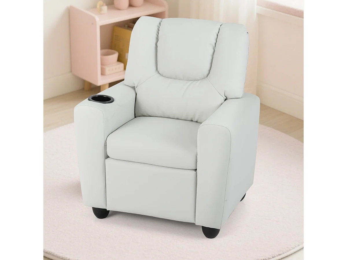 Kindersessel mit Relaxfunktion & Verstellbarer Rückenlehne & Fußstütze Kindersofa Weiß