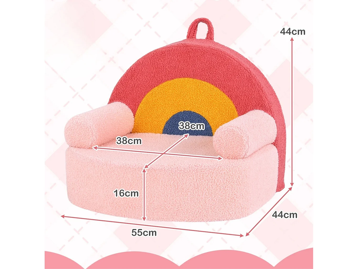 Kindersofa ergonomischer Kindersessel mit hochdichtem Schaumstoff & Teddyplüsch Rosa