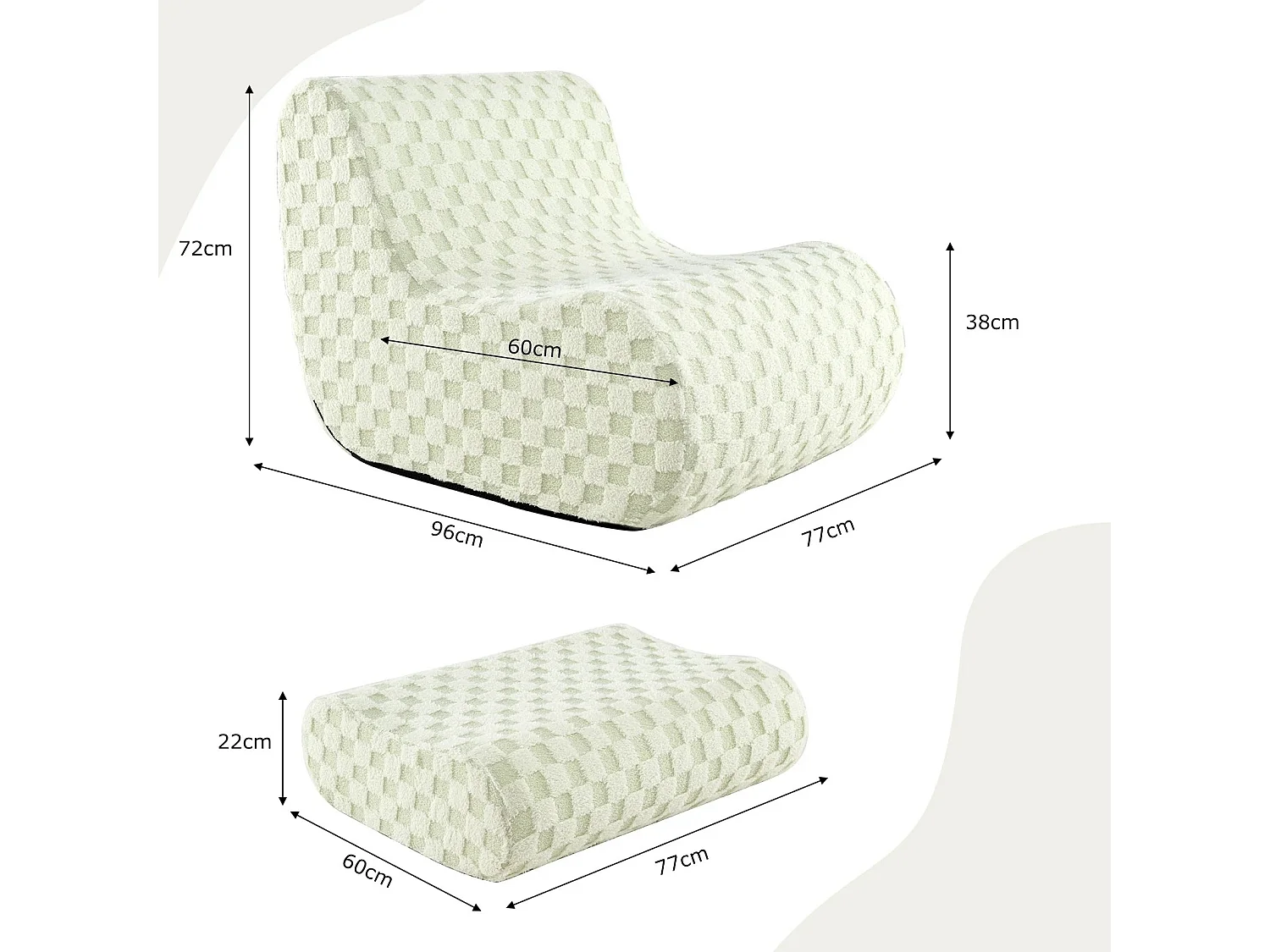 Sitzsack mit Hocker Sitzsack mit Hoch Elastischem Schwamm Bodenstuhl Boden Sessel Grün