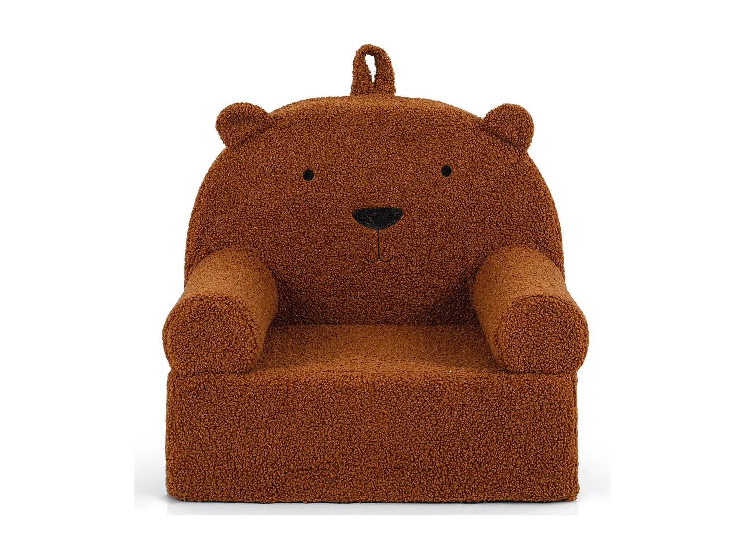 Kindersofa Bär Kindersessel mit abnehmbarem Teddy-Fleece Bezug & Schaumstoff Braun