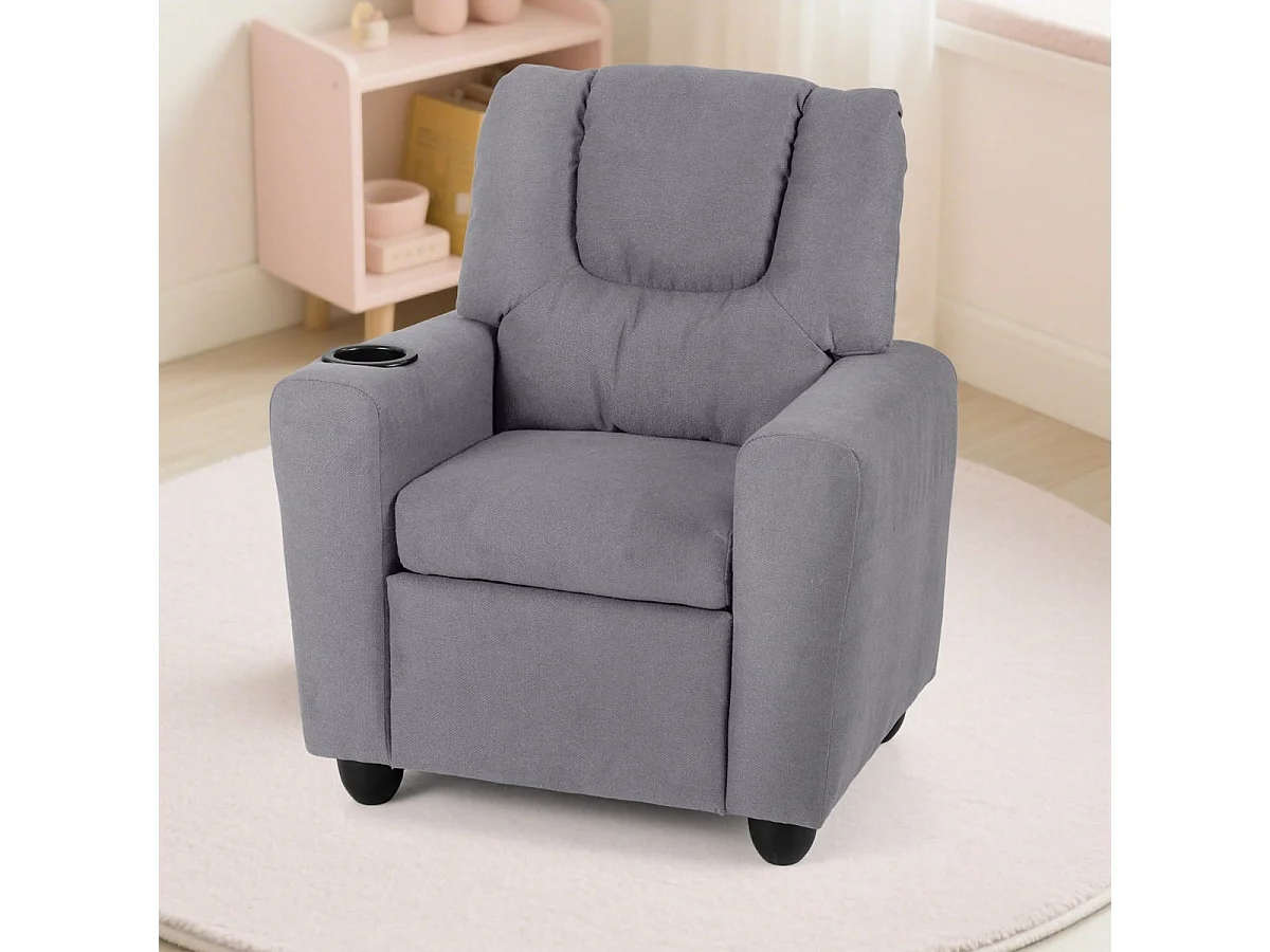 Kindersessel mit Relaxfunktion & Verstellbarer Rückenlehne & Fußstütze Kindersofa Grau