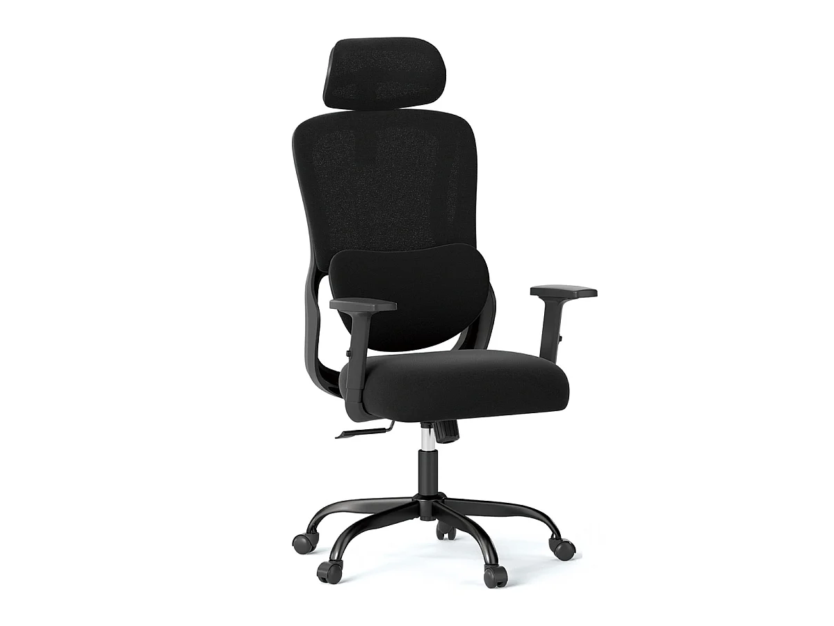 Ergonomisk kontorsstol med justerbart nackstöd och ländryggsstöd Skrivbordsstol svart