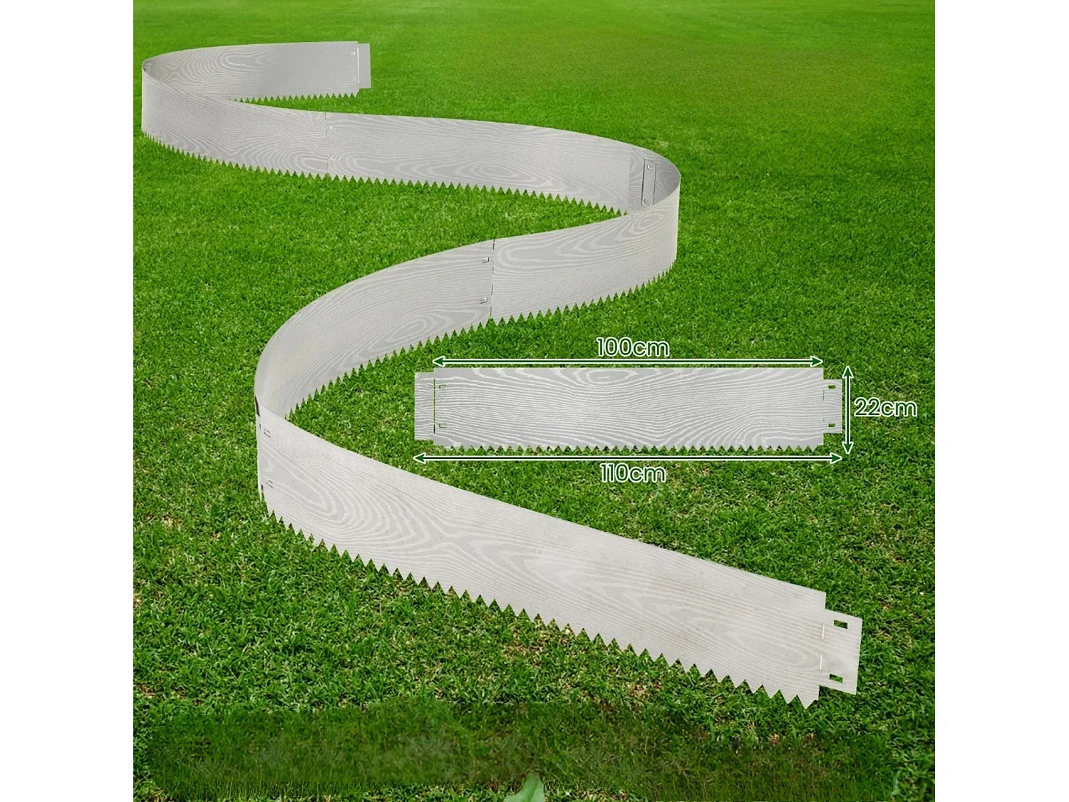 Jardinière Surélevée en Métal Galvanisé 6 Pièces de 600 cm Clôture D'arbre Sans Tranchée Bande de 110 Cm Profondeur de 22 cm Argent