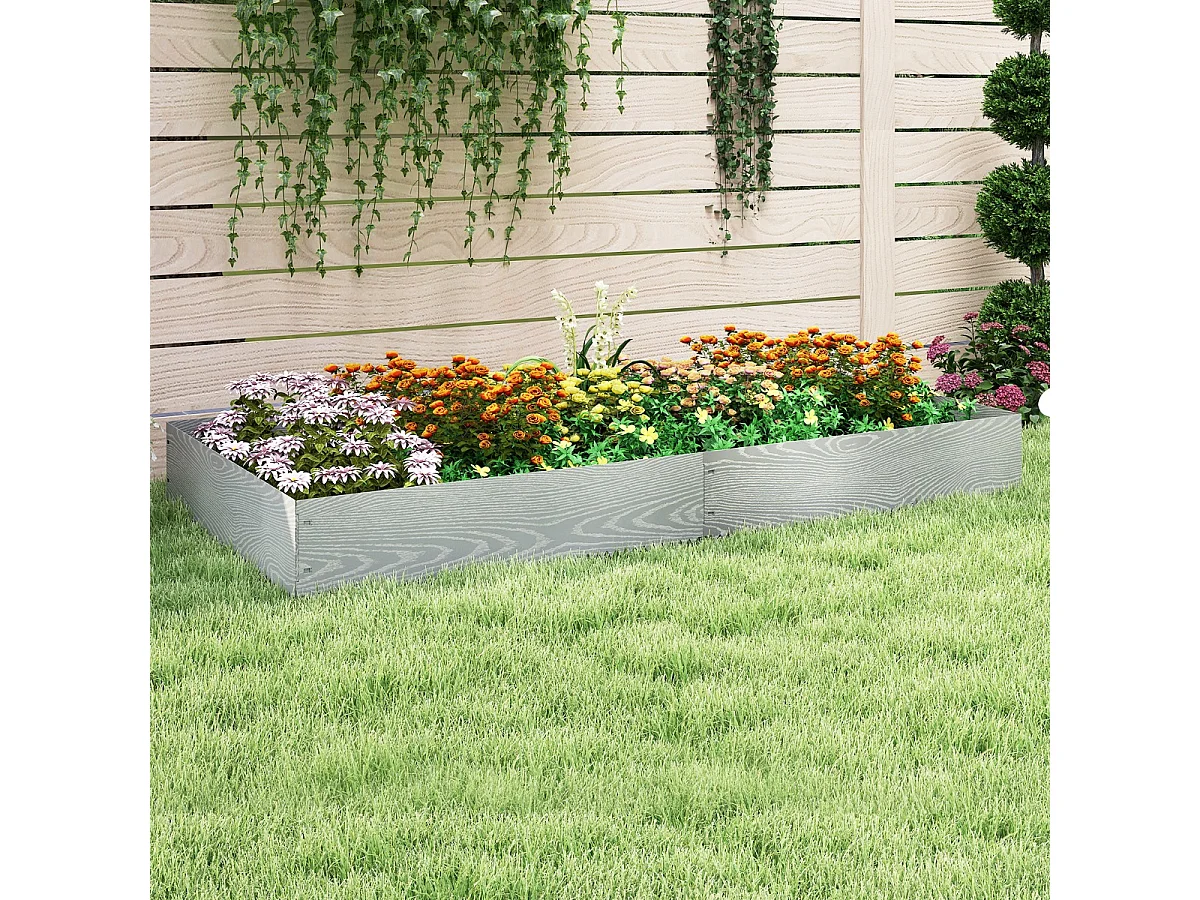 Jardinière Surélevée en Métal Galvanisé 6 Pièces de 600 cm Clôture D'arbre Sans Tranchée Bande de 110 Cm Profondeur de 22 cm Argent