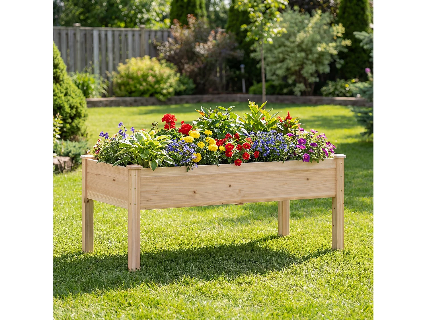 Letto rialzato in legno con gambe 122x62x48cm per giardino balcone terrazza natura