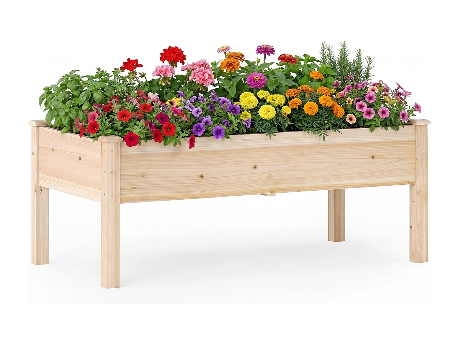Letto rialzato in legno con gambe 122x62x48cm per giardino balcone terrazza natura