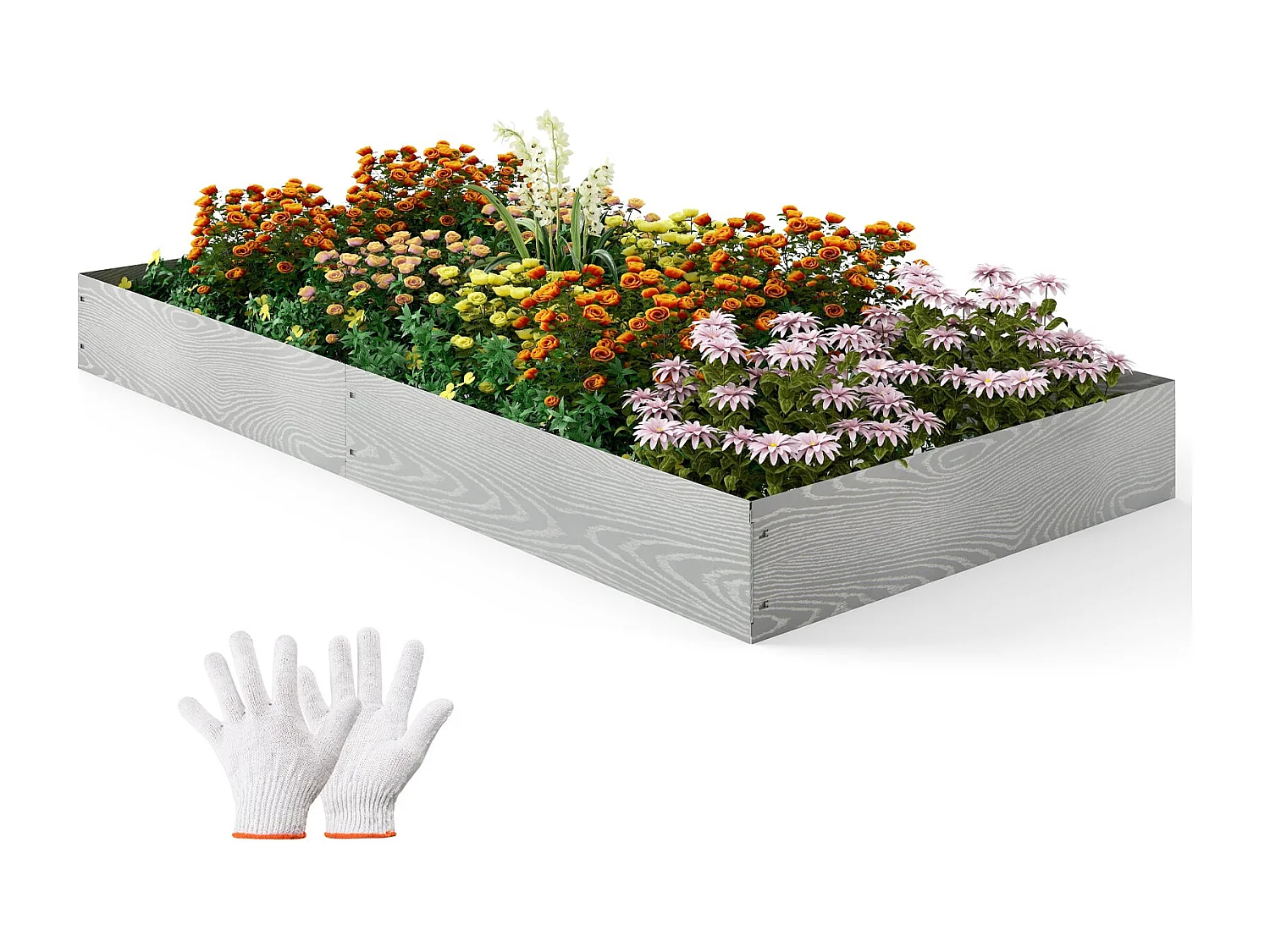 Jardinière Surélevée en Métal Galvanisé 6 Pièces de 600cm Protection Flexible Des Arbres Bandes de 110cm de Profondeur 20cm Argent