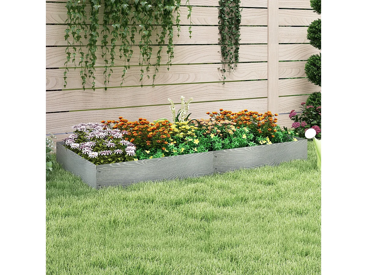 Jardinière Surélevée en Métal Galvanisé 6 Pièces de 600cm Protection Flexible Des Arbres Bandes de 110cm de Profondeur 20cm Argent