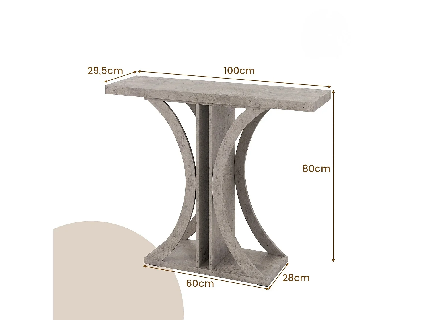 Consolle stretta con struttura geometrica in metallo in stile industriale Tavolino da ingresso Tavolino da divano Grigio