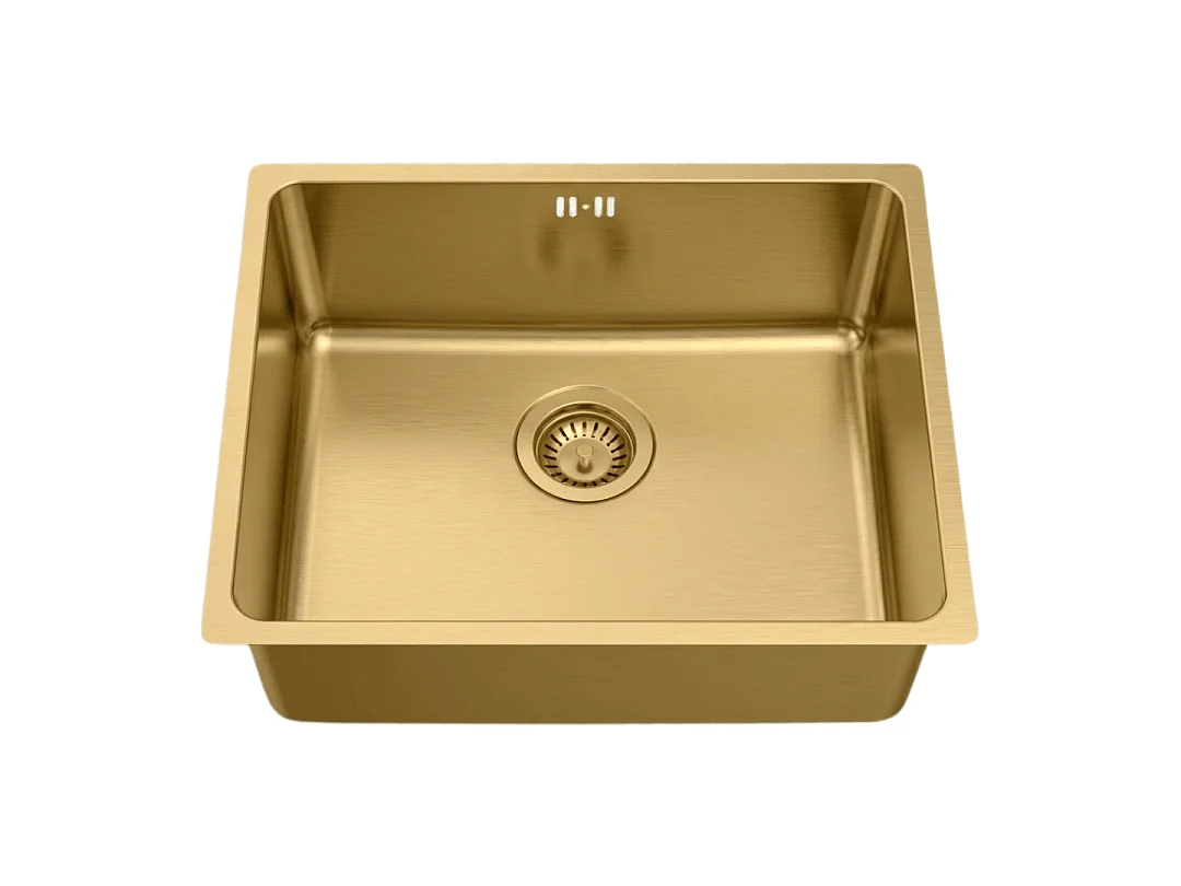 Inoxa lavello 1 vasca 54x44 in acciaio inox spazzolato oro Essebagno