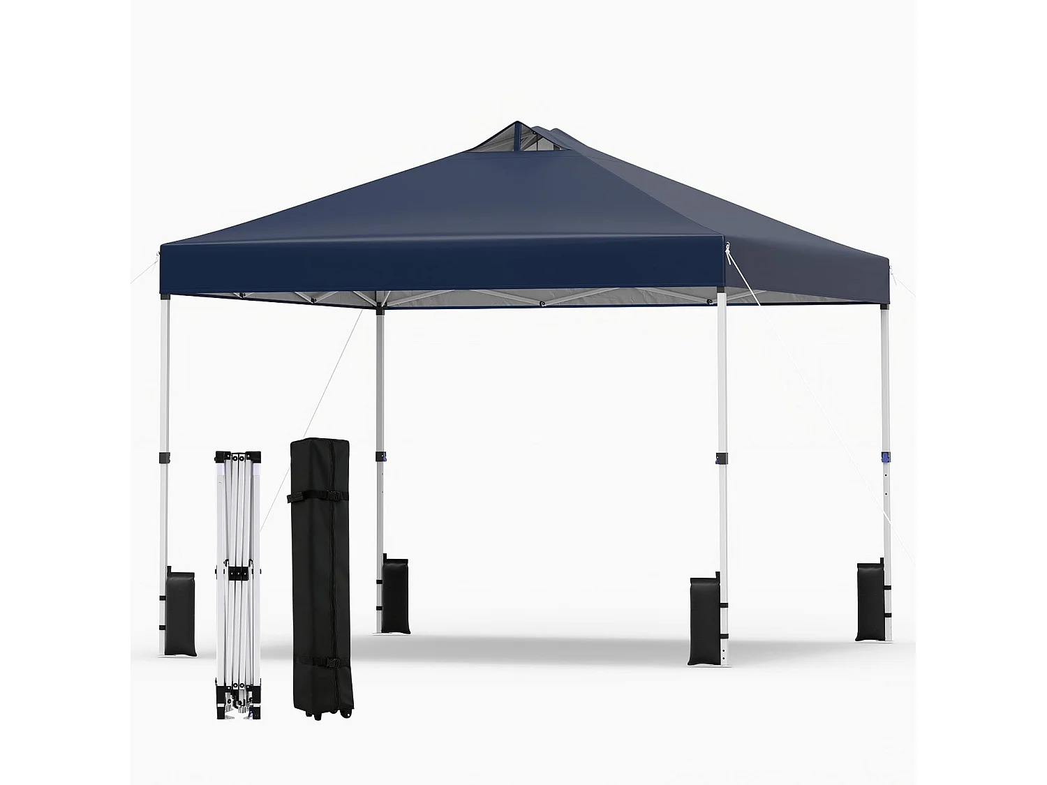 3 x 3 m Pop-Up Pavillon avec 4 sacs de sable & piquets & cordes Pavillon pliable de jardin bleu