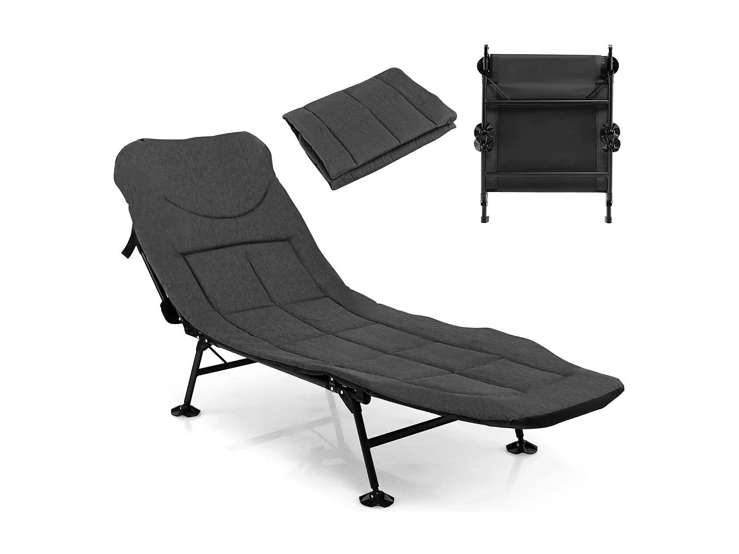 Klappbares Campingbett mit Abnehmbarer Matratze 194 x 66 x 29 cm Grau