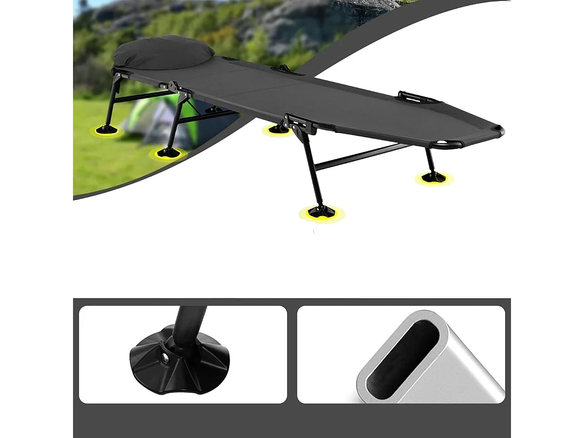 Klappbares Campingbett mit Abnehmbarer Matratze 194 x 66 x 29 cm Grau