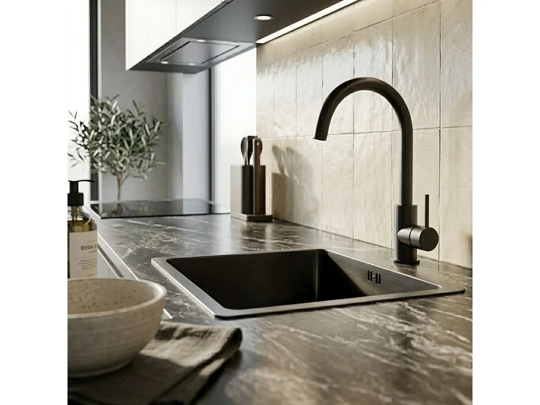 Inoxa lavello 1 vasca 54x44 in acciaio inox nero Essebagno