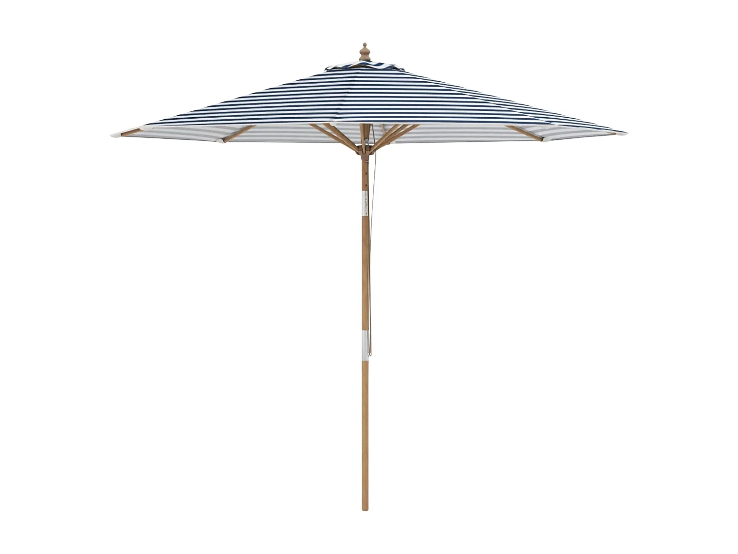 270 cm Sonnenschirm Beidseitig um 30° Knickbar Holz Gartenschirm Balkonschirm Blau + Weiß Gestreift