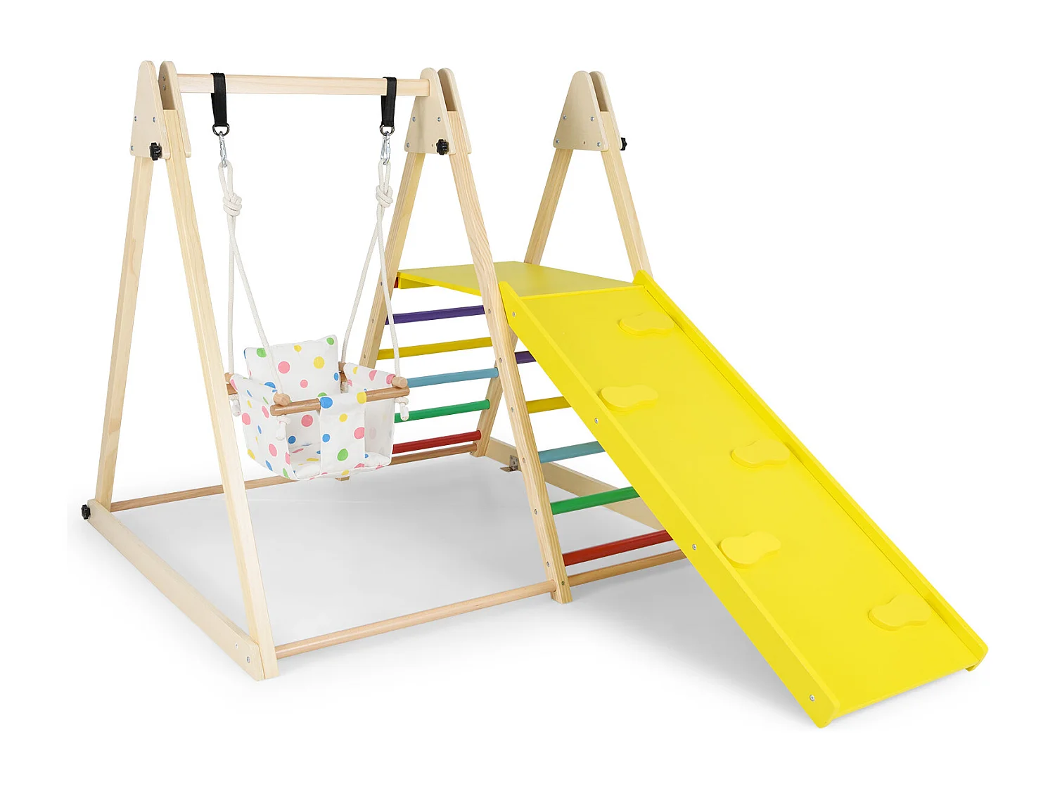 Struttura di arrampicata 4 in 1 con altalena per bambini e piattaforma di riposo, rampa di arrampicata e scaletta Set di arrampicata Montessori Colorato
