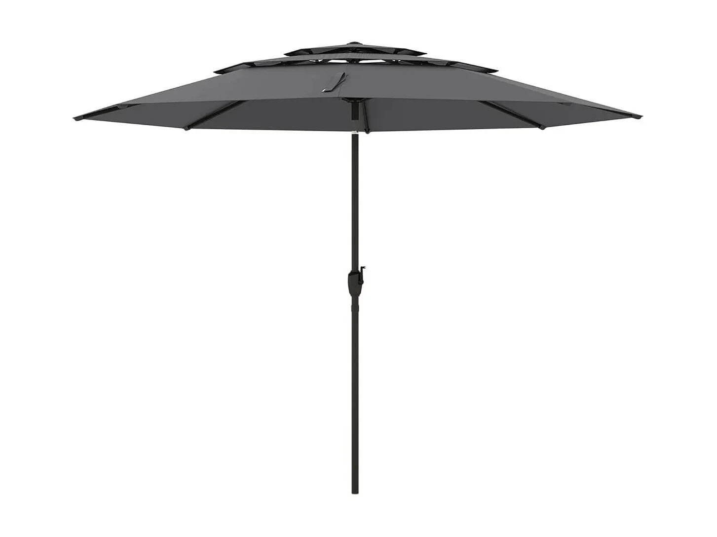 Sonnenschirm windfest stabil 300 cm Gartenschirm mit Kurbel beidseitig um 30° knickbar Grau