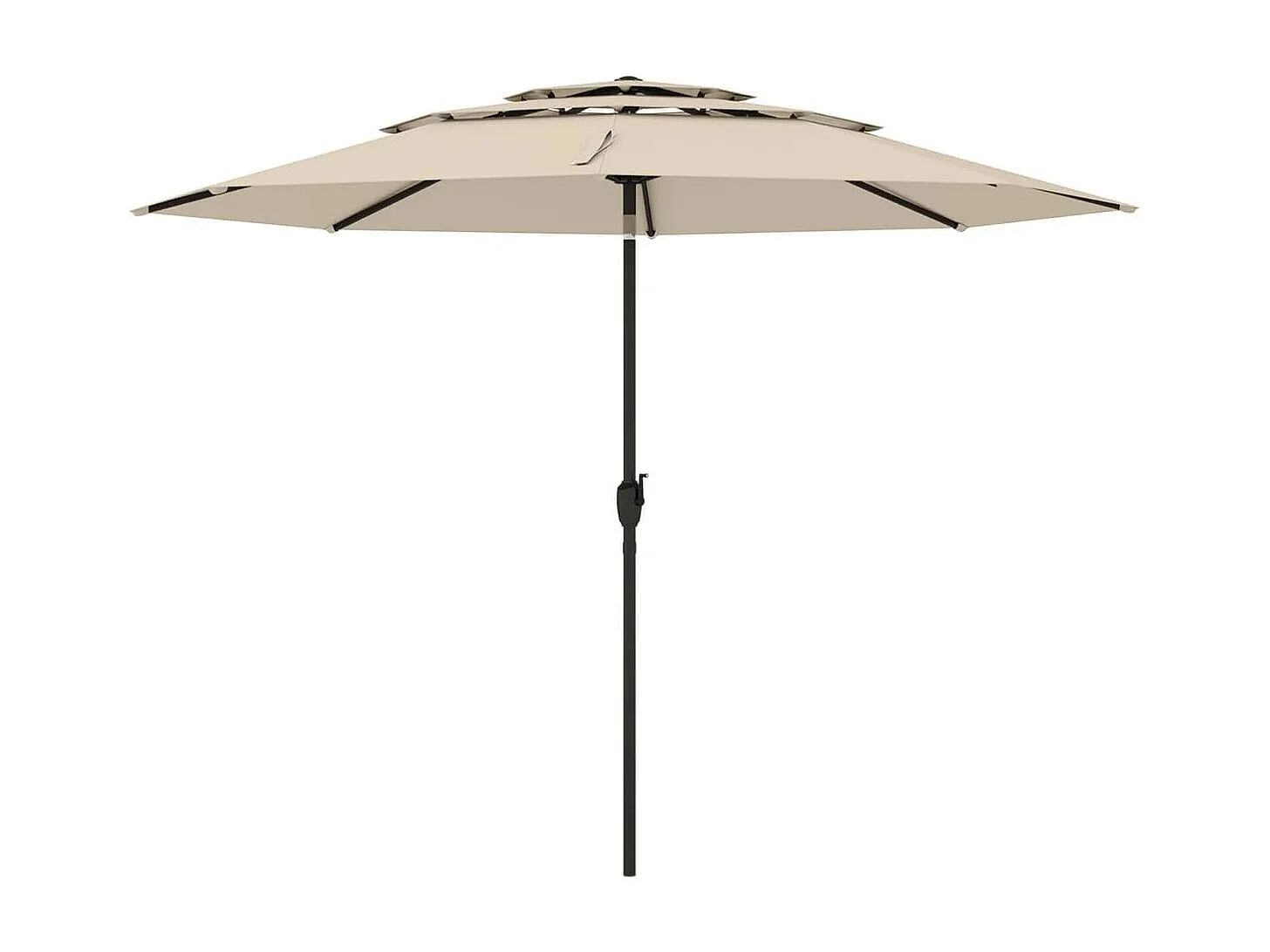 Sonnenschirm windfest stabil 300 cm Gartenschirm mit Kurbel beidseitig um 30° knickbar Beige