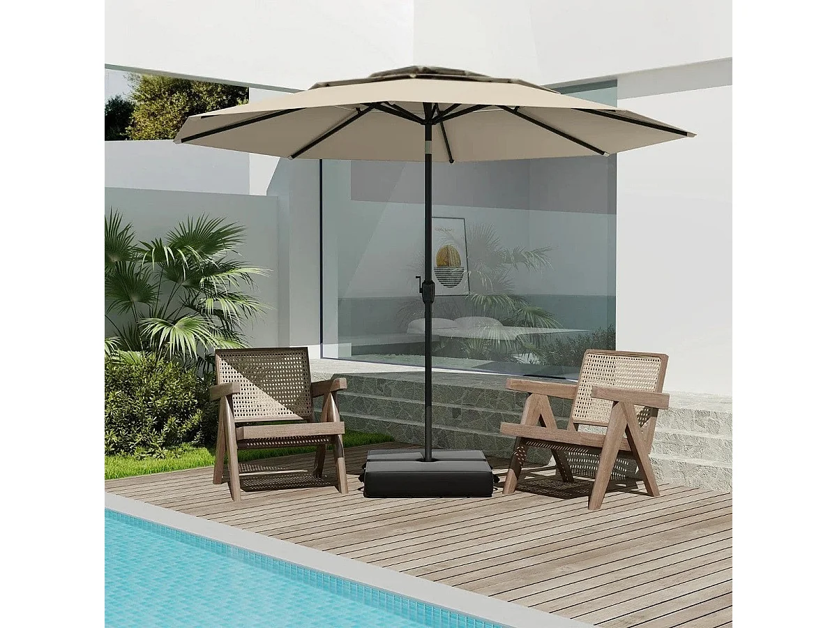 Sonnenschirm windfest stabil 300 cm Gartenschirm mit Kurbel beidseitig um 30° knickbar Beige