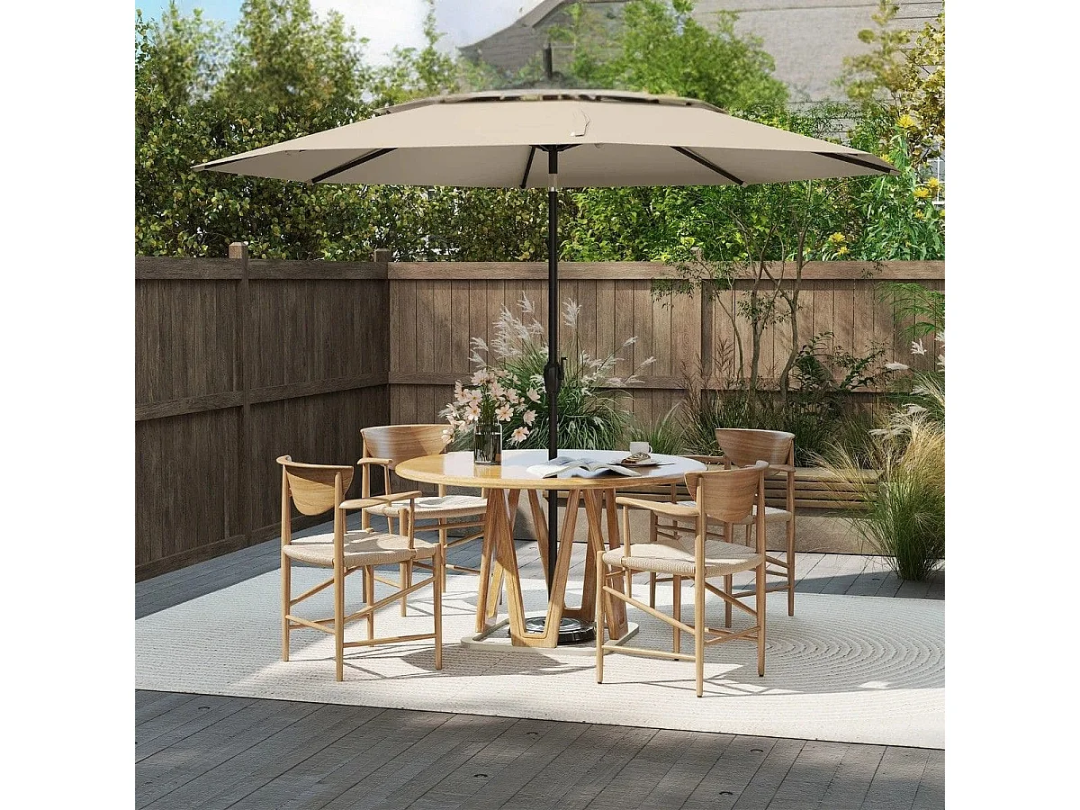 Sonnenschirm windfest stabil 300 cm Gartenschirm mit Kurbel beidseitig um 30° knickbar Beige