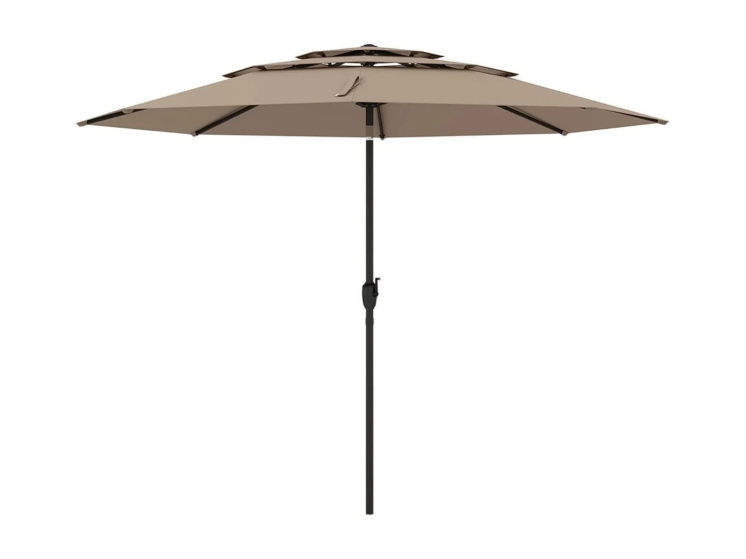 Ombrellone da patio a 3 livelli con ventilazione, Grande ombrellone da tavolo con meccanismo Marrone