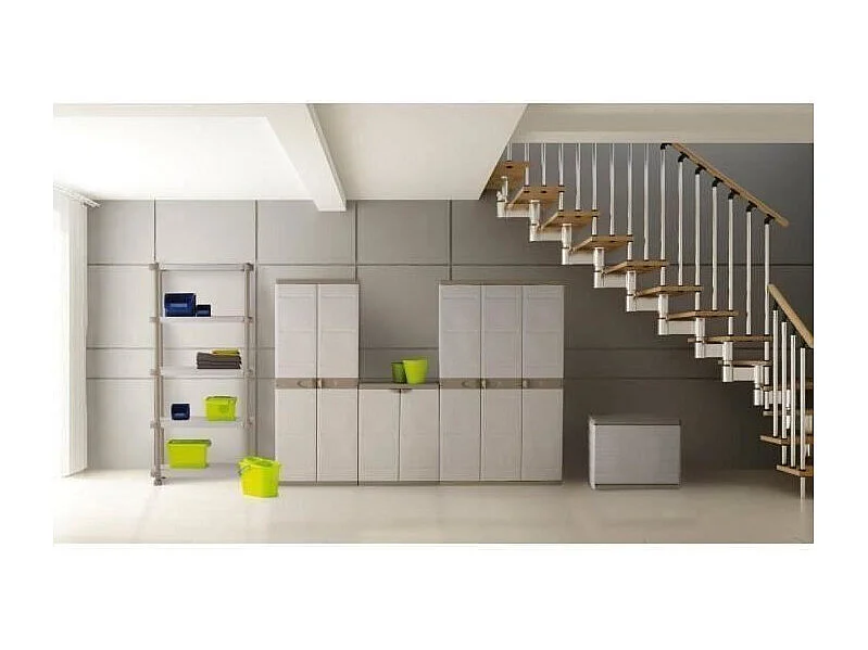 PLASTIKEN Abschließbare Outdoor-Aufbewahrungsbox 190 L mit Rädern, Beige Harz-Aufbewahrungstruhe