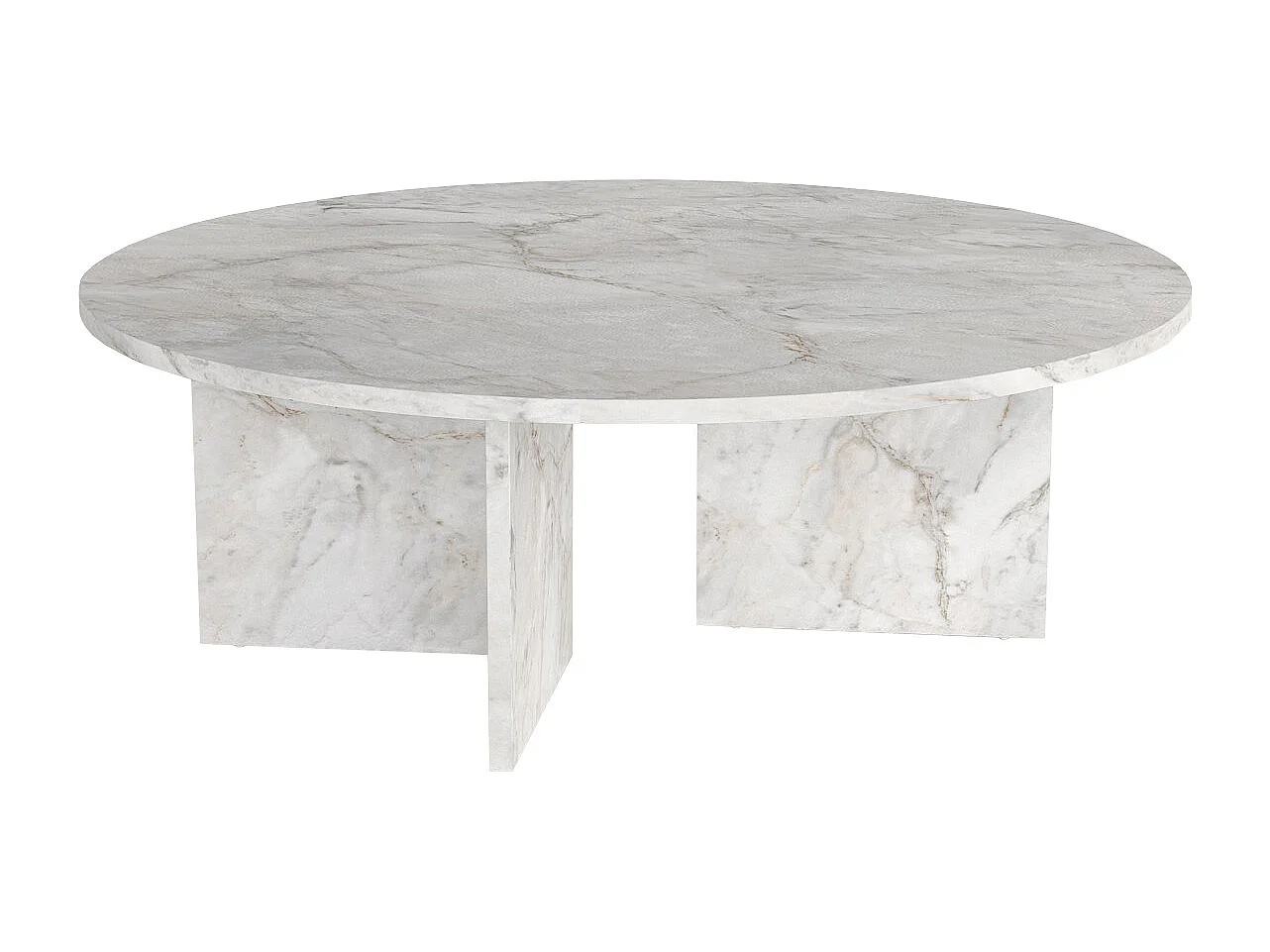 Table basse ronde - Effet marbre blanc - TOPANIA