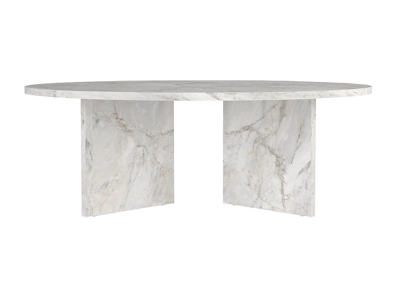 Table basse ronde - Effet marbre blanc - TOPANIA