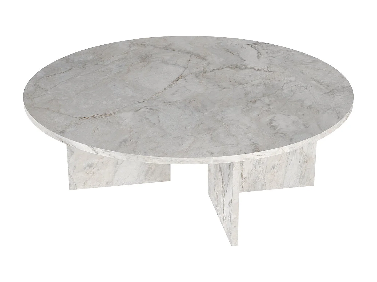 Table basse ronde - Effet marbre blanc - TOPANIA