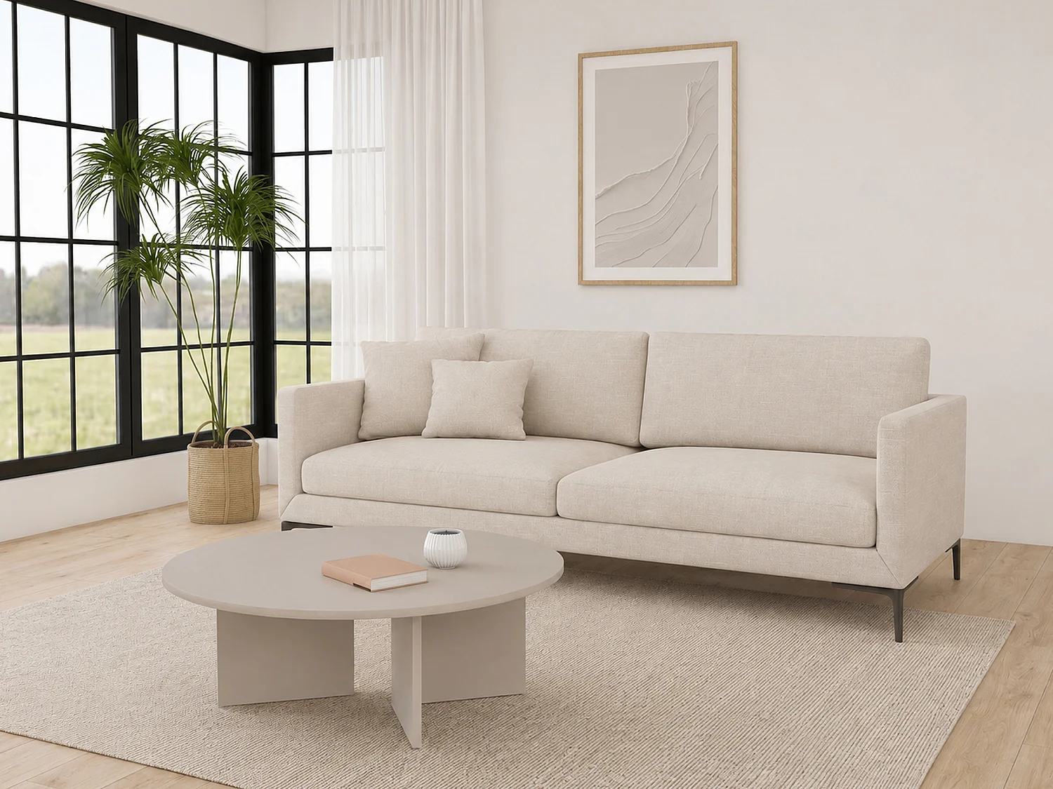 Table basse ronde - Beige - TOPANIA