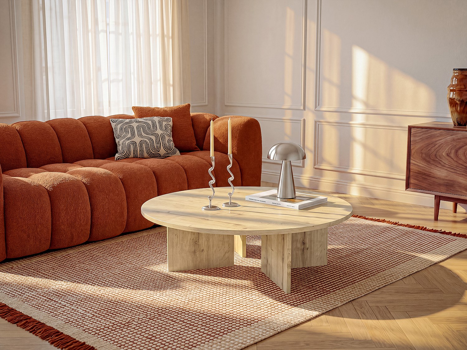 Runder Couchtisch - Naturfarben hell TOPANIA