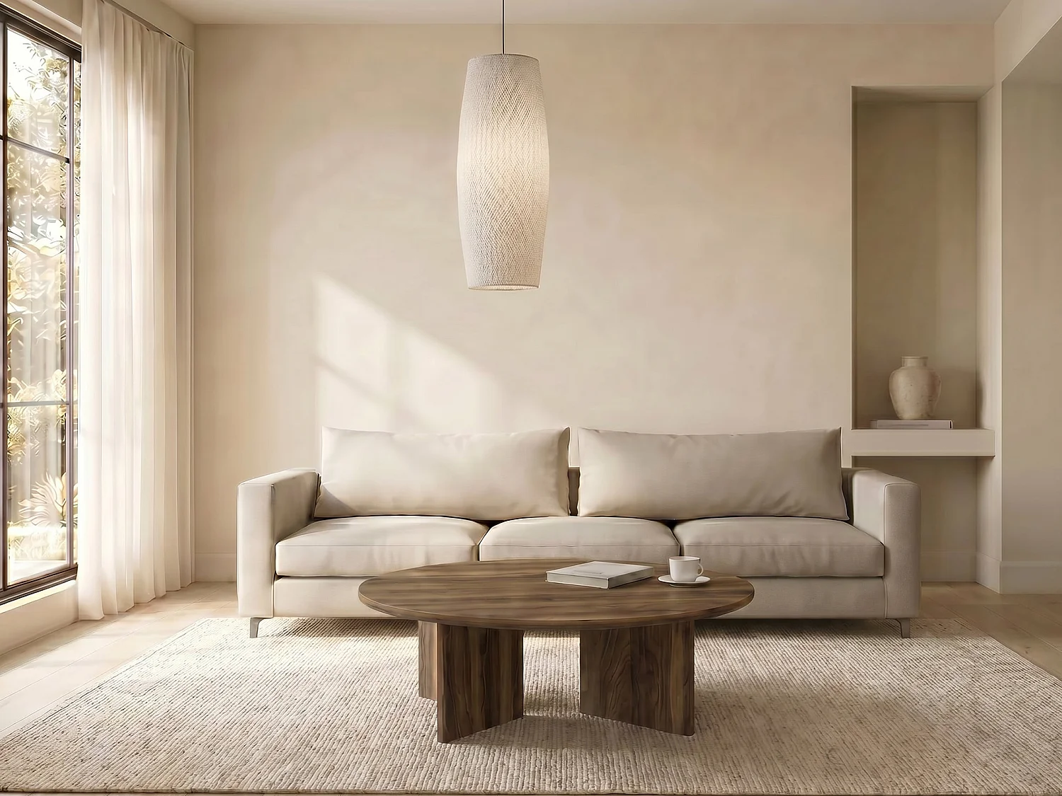 Table basse ronde - Naturel foncé - TOPANIA