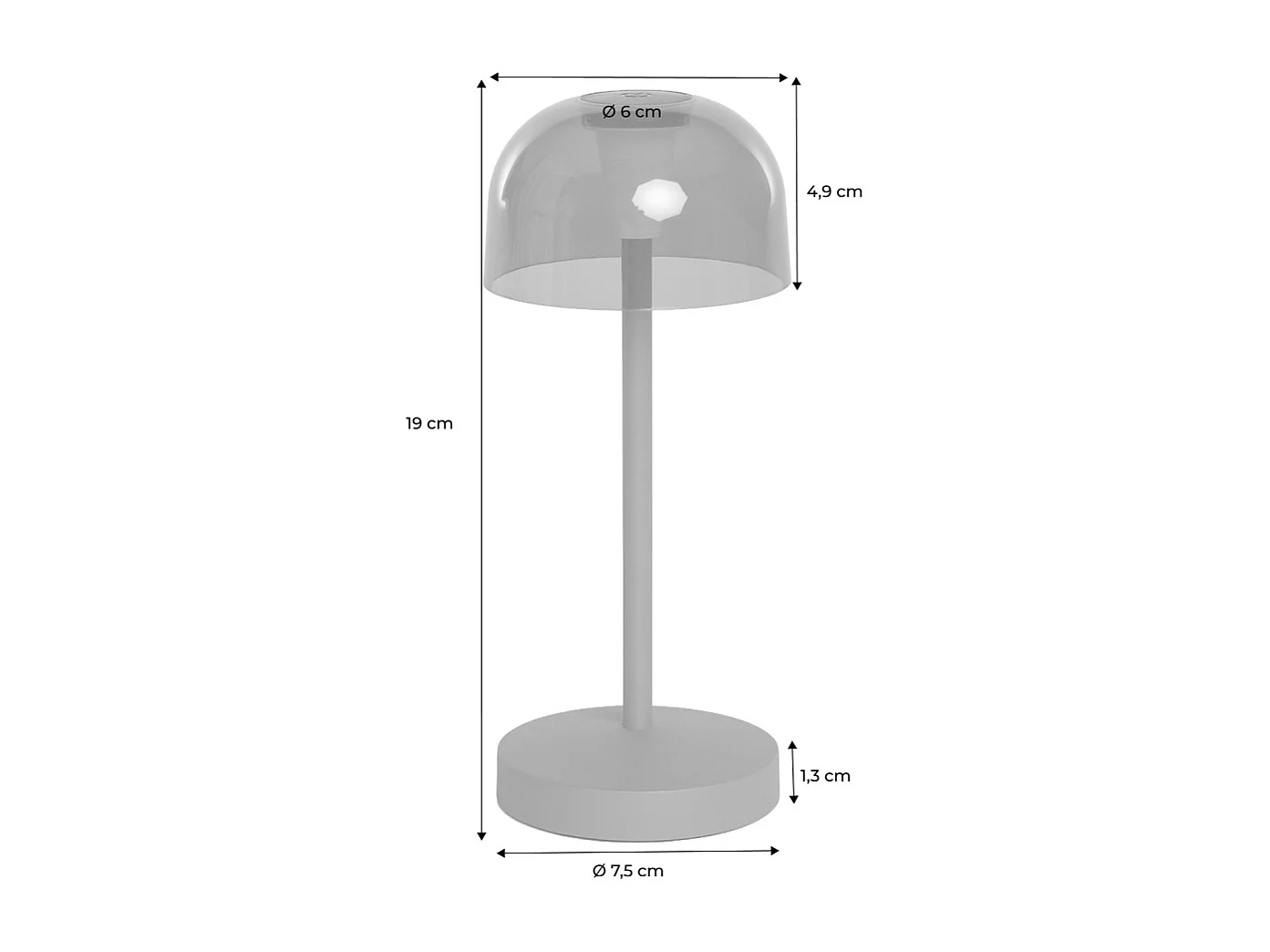 Lampada da tavolo da interno/esterno in metallo, nero