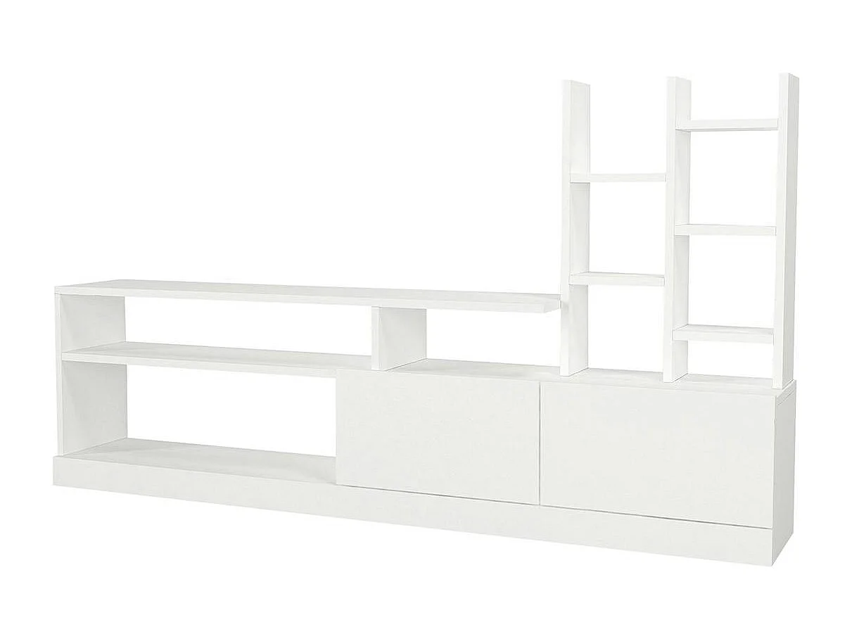 Ensemble meuble TV blanc rangement et niches décoratives MARFA