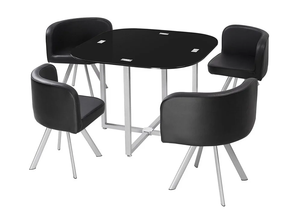 Ensemble Table de Repas & 4 Chaises Design "Chest" Noir