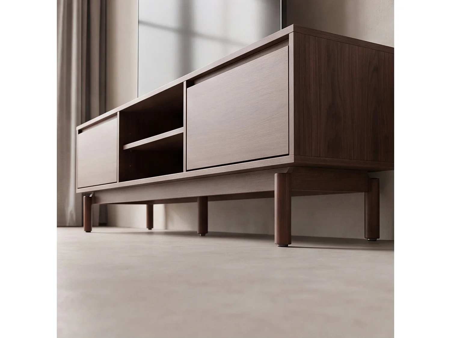 Meuble TV en bois foncé 160cm SARAH