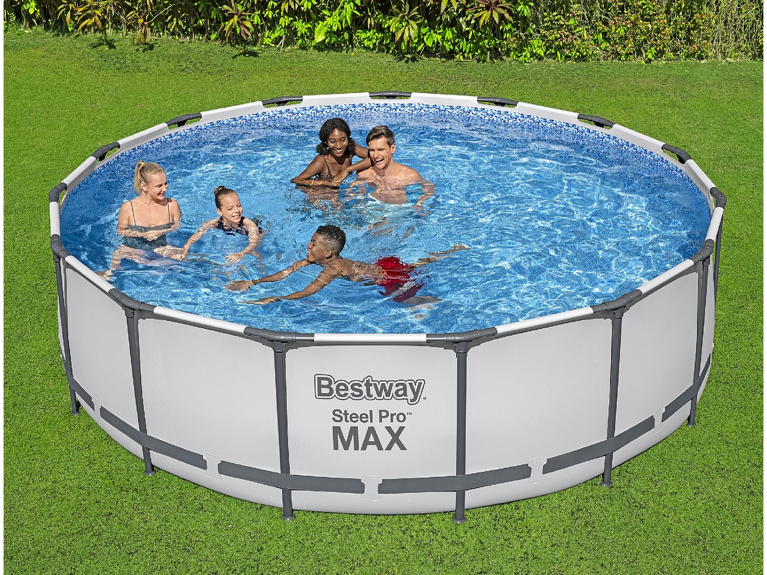 Piscine Tubulaire Ronde Bestway Steel Pro Max 457x122 cm avec Filtre à Cartouche de 3.028 l/h Couverture et Échelle Bleu