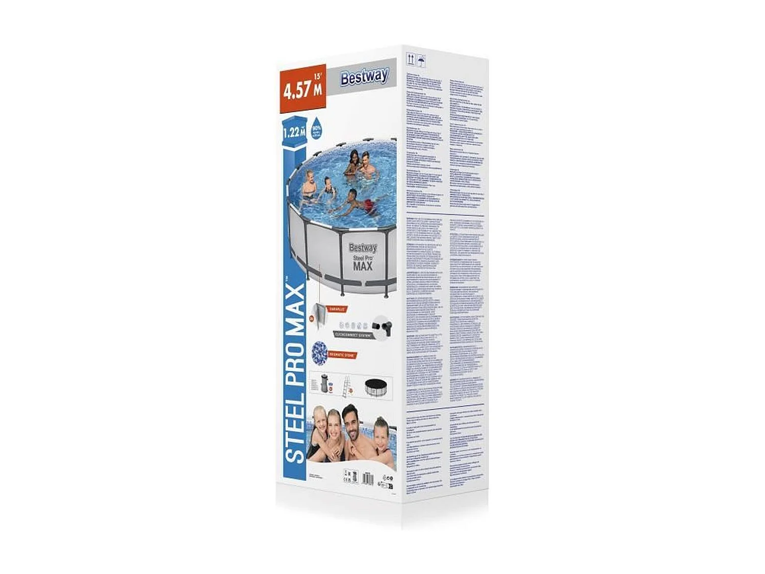 Piscine Tubulaire Ronde Bestway Steel Pro Max 457x122 cm avec Filtre à Cartouche de 3.028 l/h Couverture et Échelle Bleu