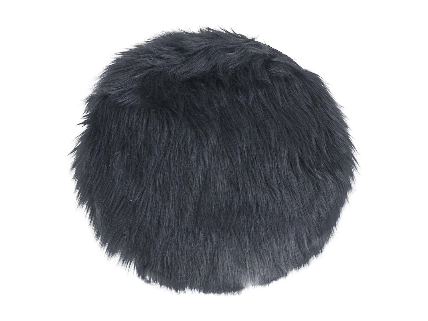Coussin de siège rond en peau d'agneau artificielle grise Ø 35 cm