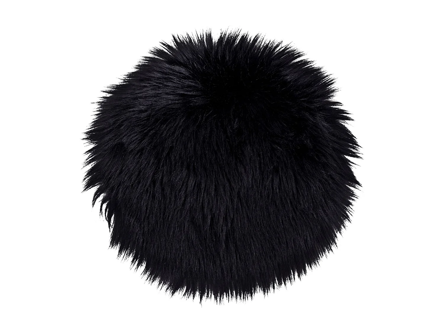 Coussin de siège rond en peau d'agneau artificielle noire Ø 35 cm