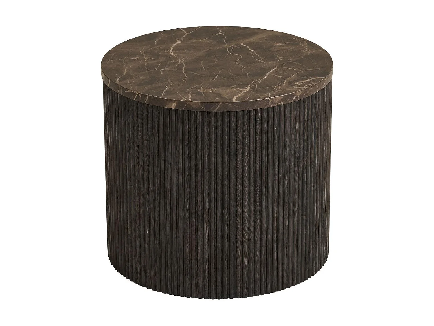 Ida Couchtisch Eckentisch Ø45cm Marmor Dekor braun.