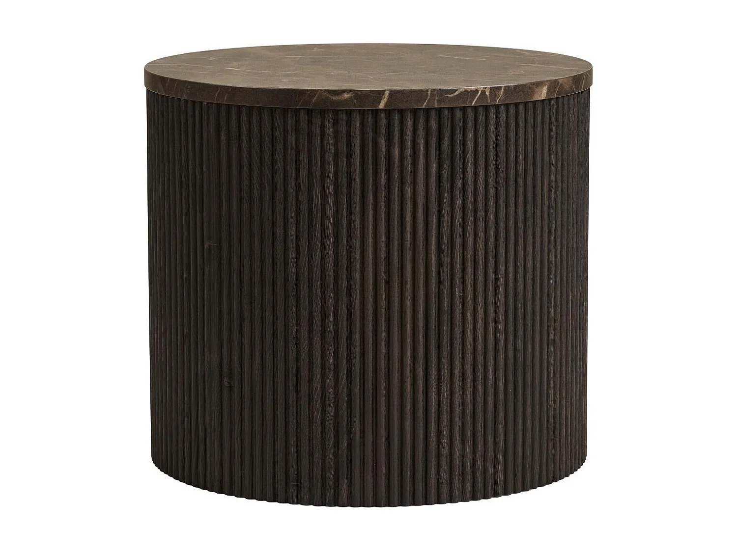 Ida Couchtisch Eckentisch Ø45cm Marmor Dekor braun.