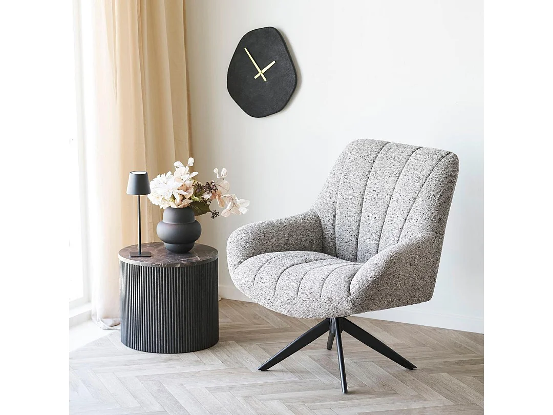 Ida Couchtisch Eckentisch Ø45cm Marmor Dekor braun.