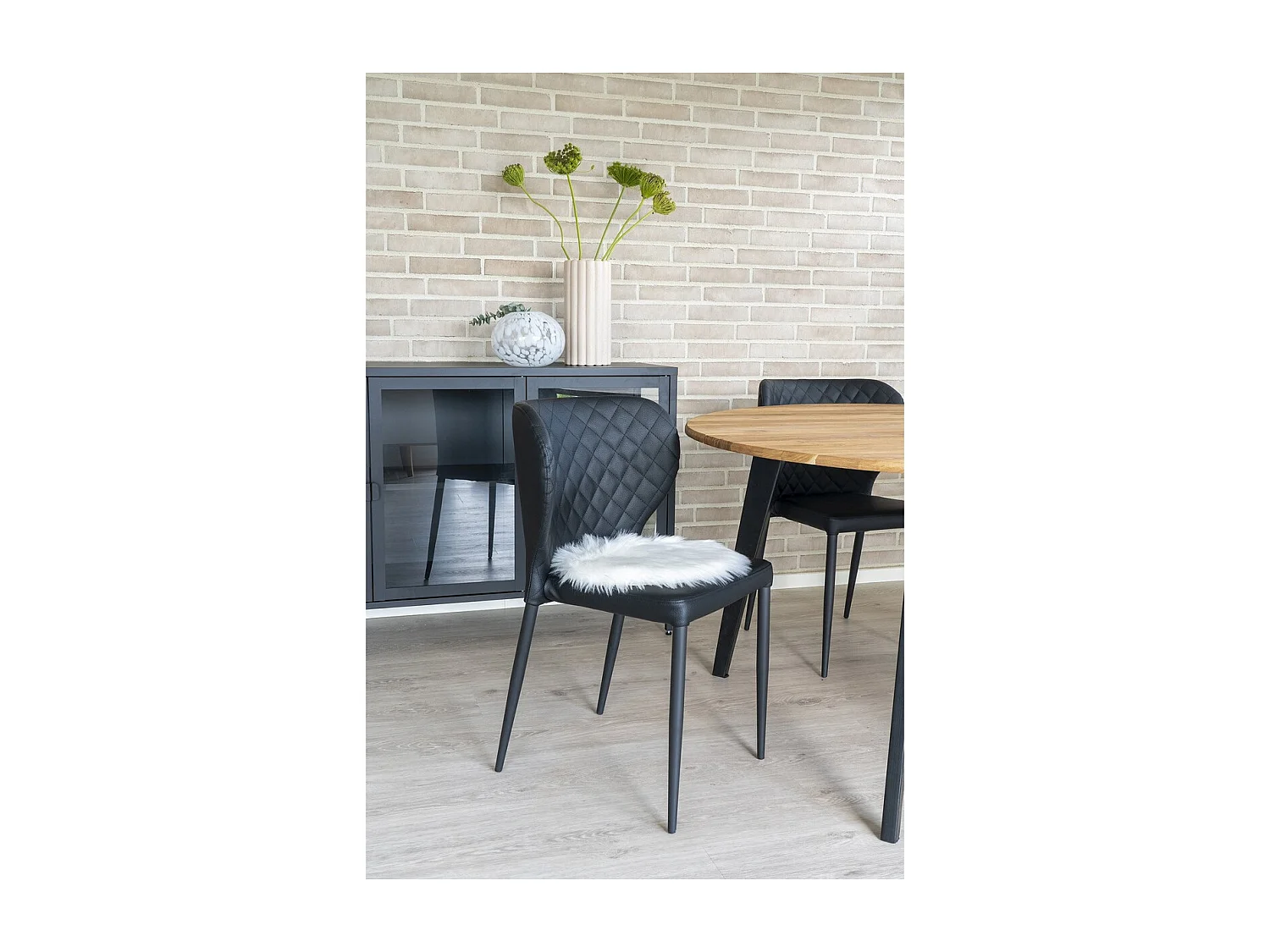 Coussin de siège rond en peau d'agneau artificielle ivoire Ø 35 cm