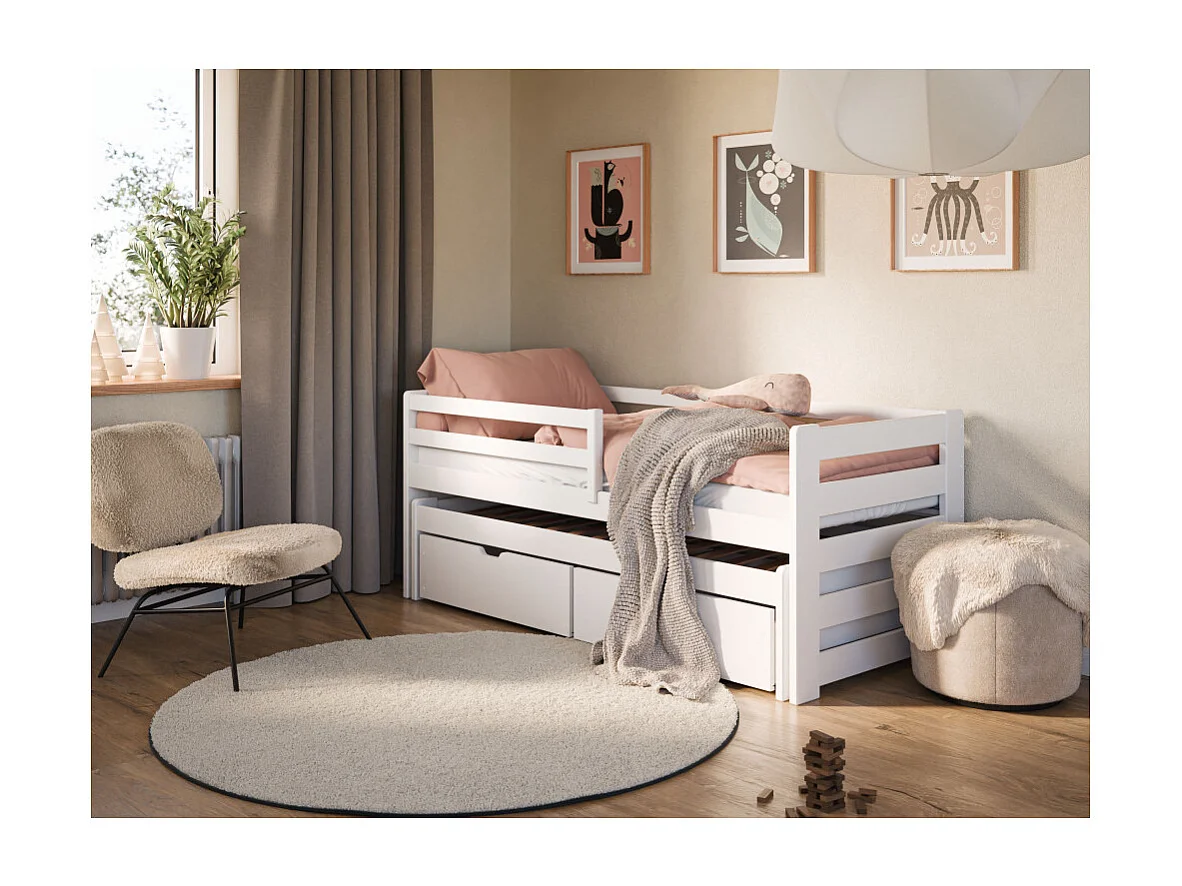 LIT GIGOGNE SUENSO 80x160 - 2 Tiroirs Blanc