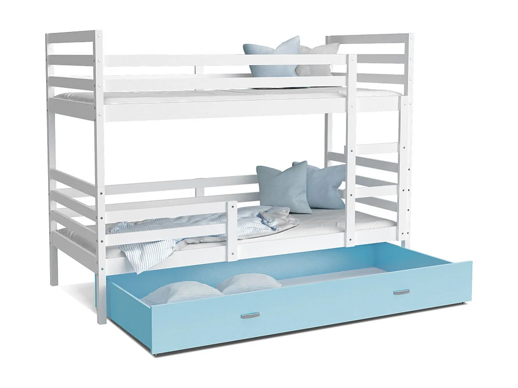 Lit Superpose Milan 80x160 tiroir Blanc - bleu