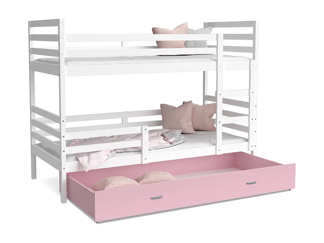 Lit Superpose Milan 80x160 tiroir Blanc - rose