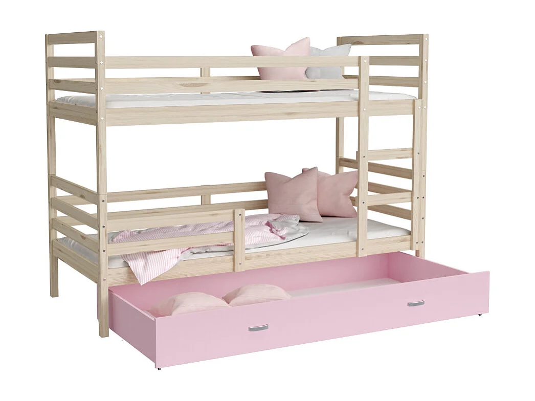 Lit Superpose Milan 80x160 tiroir Pin - rose