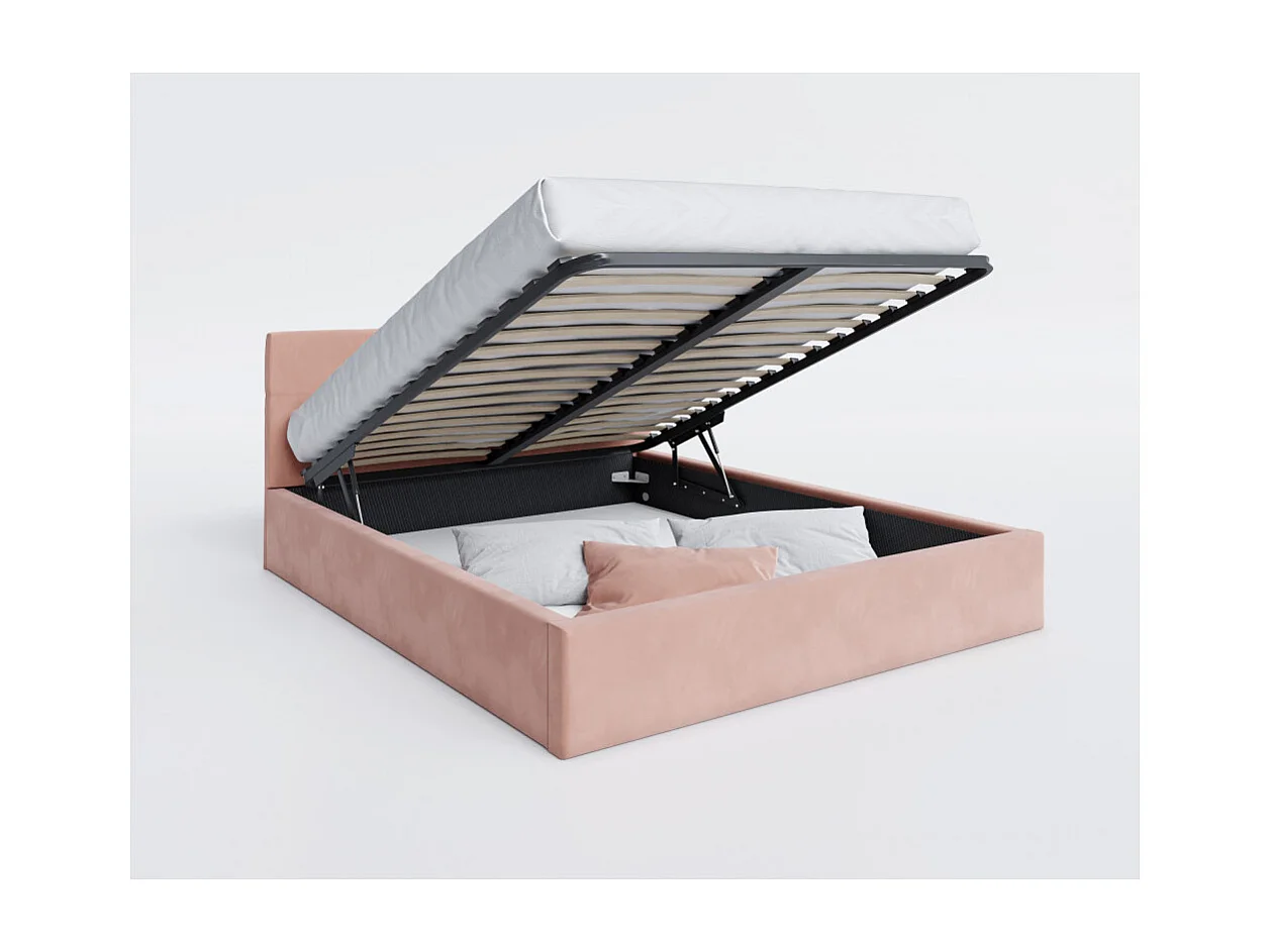 Lit coffre RINO 120 x 190 cm - Sommier inclus Rose pâle