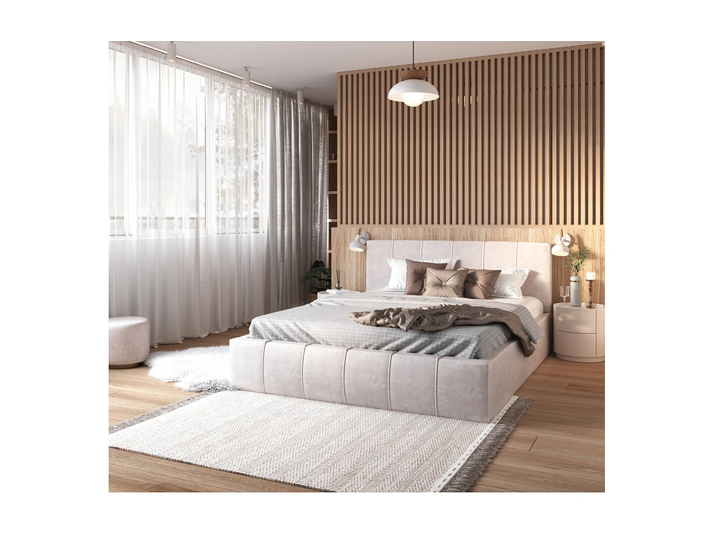 Lit Coffre Florida 120x190 - Sommier inclus Crème